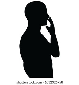 EPS 10 Vector Illustration of A Person Silhouette In Smoking Pose On White Background