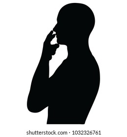 EPS 10 Vector Illustration of A Person Silhouette In Smoking Pose On White Background