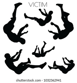 EPS 10 Vector Illustration of A Person Silhouette In Victim Pose On White Background