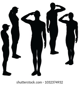 EPS 10 Vector Illustration of A Person Silhouette In Saluting Pose On White Background