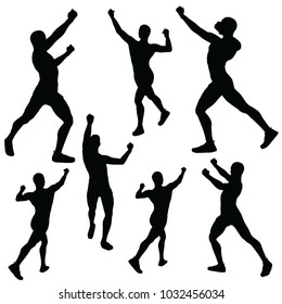 EPS 10 Vector Illustration of A Person Silhouette In Power Pose On White Background