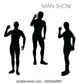 EPS 10 Vector Illustration of A Person Silhouette In Show Pose On White Background