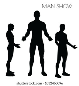 EPS 10 Vector Illustration of A Person Silhouette In Show Pose On White Background