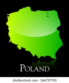 EPS 10 Vector illustration of Poland green shiny map. Used transparency.