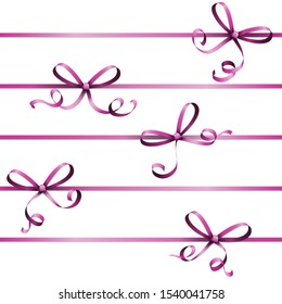 EPS 10 vector illustration of purple colored ribbon bow isolated on white background