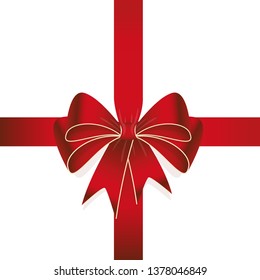 EPS 10 vector illustration of red colored ribbon bow isolated on white background