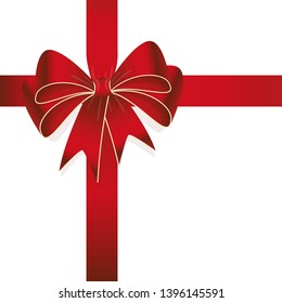 EPS 10 vector illustration of red colored ribbon bow isolated on white background