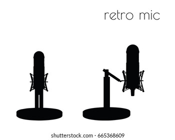 EPS 10 vector illustration of retro mic silhouette on white background
