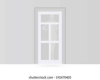 EPS 10 Vector illustration of a room with white door