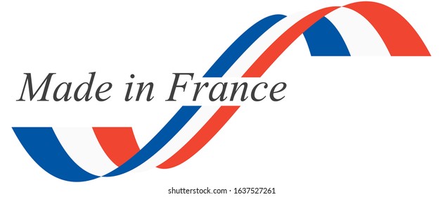 eps 10 vector illustration of seal of quality with national colors and text MADE IN FRANCE