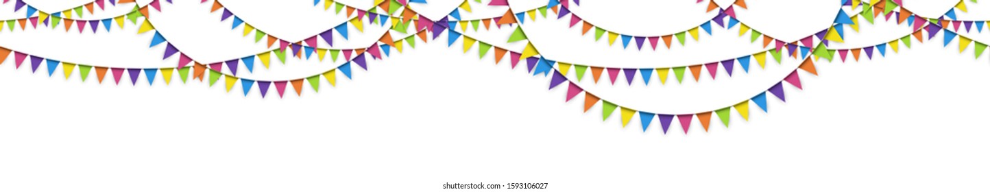 EPS 10 vector illustration of seamless colored garlands on white background for sylvester party or carnival template usage