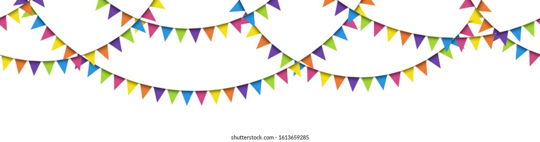 EPS 10 vector illustration of seamless colored garlands on white background for sylvester party or carnival template usage