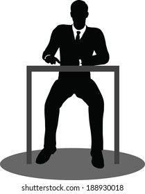 EPS 10 Vector illustration of silhouette of a business person in sitting pose
