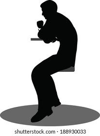 EPS 10 Vector illustration of silhouette of a business person in sitting pose
