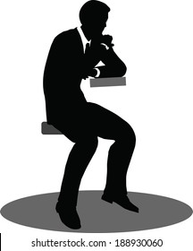 EPS 10 Vector illustration of silhouette of a business person in sitting pose