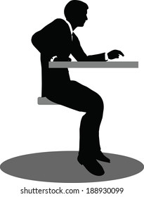 EPS 10 Vector illustration of silhouette of a business person in sitting pose