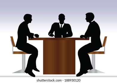 EPS 10 Vector illustration of silhouette of a business person in sitting pose