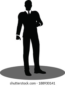 EPS 10 Vector illustration of silhouette of a business person in standing pose
