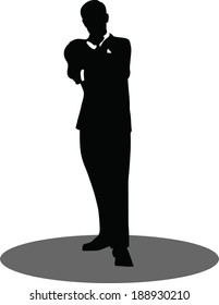 EPS 10 Vector illustration of silhouette of a business person in standing pose