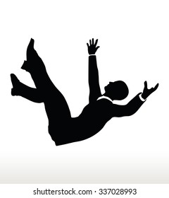 EPS 10 Vector Illustration In Silhouette Of Businessman Falling
