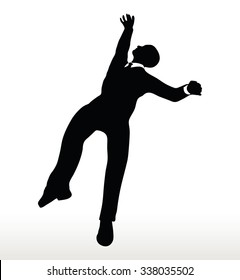 EPS 10 Vector Illustration In Silhouette Of Businessman Falling