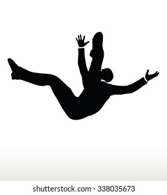EPS 10 Vector illustration in silhouette of businessman falling