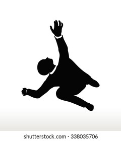 EPS 10 Vector illustration in silhouette of businessman falling