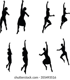 EPS 10 Vector illustration in silhouette of business woman hanging