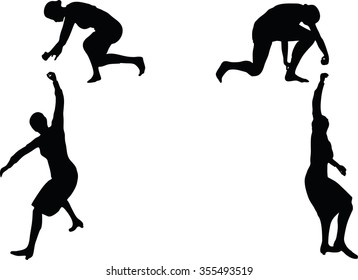 EPS 10 Vector illustration in silhouette of business woman giving hand