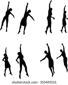 EPS 10 Vector illustration in silhouette of business woman hanging