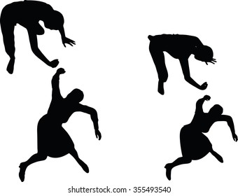 EPS 10 Vector illustration in silhouette of business woman giving hand