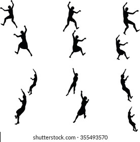 EPS 10 Vector illustration in silhouette of businesswoman climbing