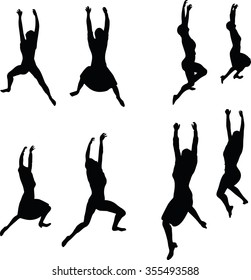 EPS 10 Vector illustration in silhouette of business woman hanging