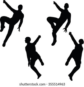 EPS 10 Vector illustration in silhouette of businessman hang in there