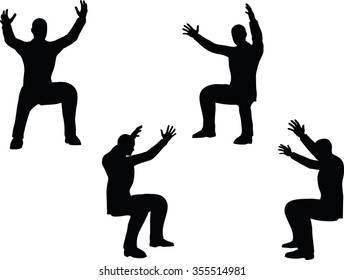 EPS 10 Vector illustration in silhouette of businessman mad at computer