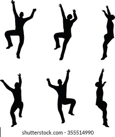 EPS 10 Vector illustration in silhouette of businessman climb