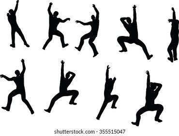 EPS 10 Vector illustration in silhouette of businessman climb