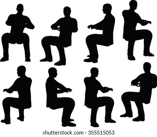 EPS 10 Vector illustration in silhouette of businessman typing