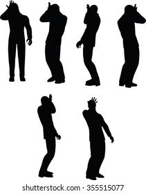 EPS 10 Vector illustration in silhouette of businessman duh head smack