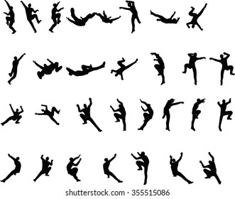 EPS 10 Vector illustration in silhouette of businessman climb