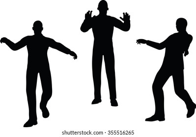 EPS 10 Vector illustration in silhouette of businessman push