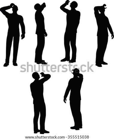 EPS 10 Vector illustration in silhouette of businessman drink