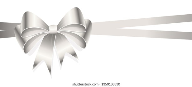 EPS 10 vector illustration of silver colored ribbon bow isolated on white background