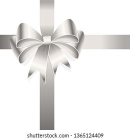 EPS 10 vector illustration of silver colored ribbon bow isolated on white background