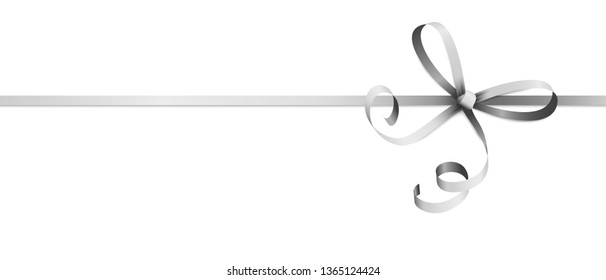 EPS 10 vector illustration of silver colored ribbon bow isolated on white background