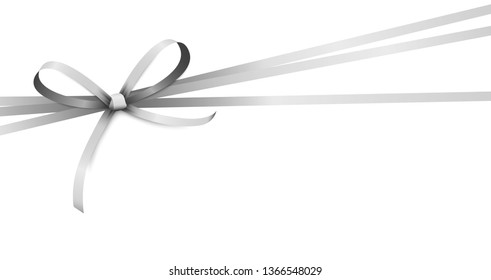 EPS 10 vector illustration of silver colored ribbon bow isolated on white background