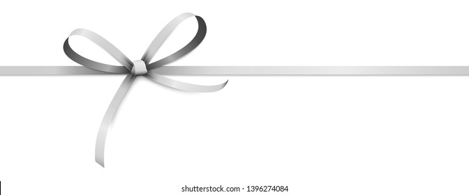 EPS 10 vector illustration of silver colored ribbon bow isolated on white background