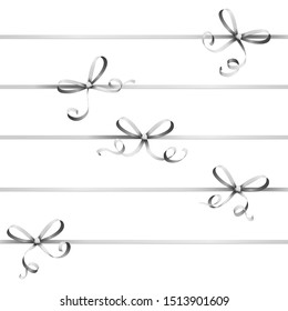 EPS 10 vector illustration of silver colored ribbon bow isolated on white background