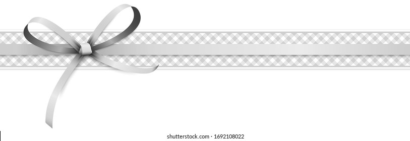 EPS 10 vector illustration of silver colored ribbon bow and gift band isolated on white background