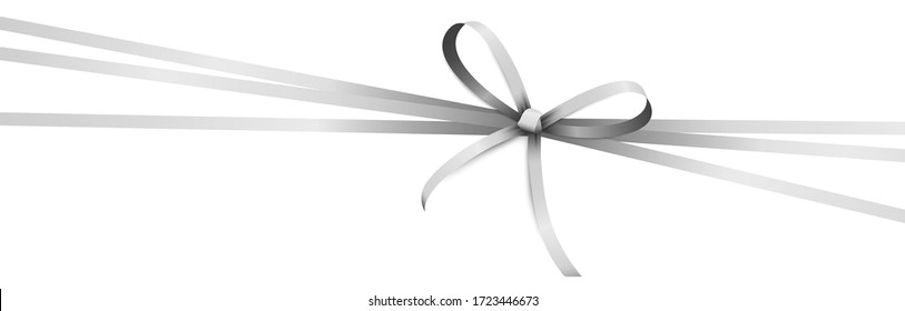 EPS 10 vector illustration of silver colored ribbon bow and gift band isolated on white background